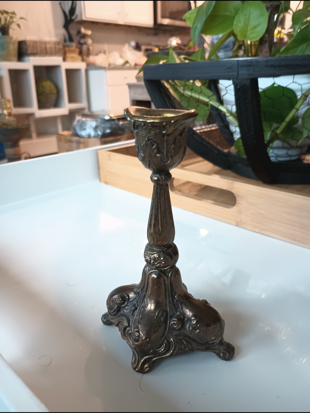 Jennings Bros Brothers Ormolu Die Cast Candle Stick Holder